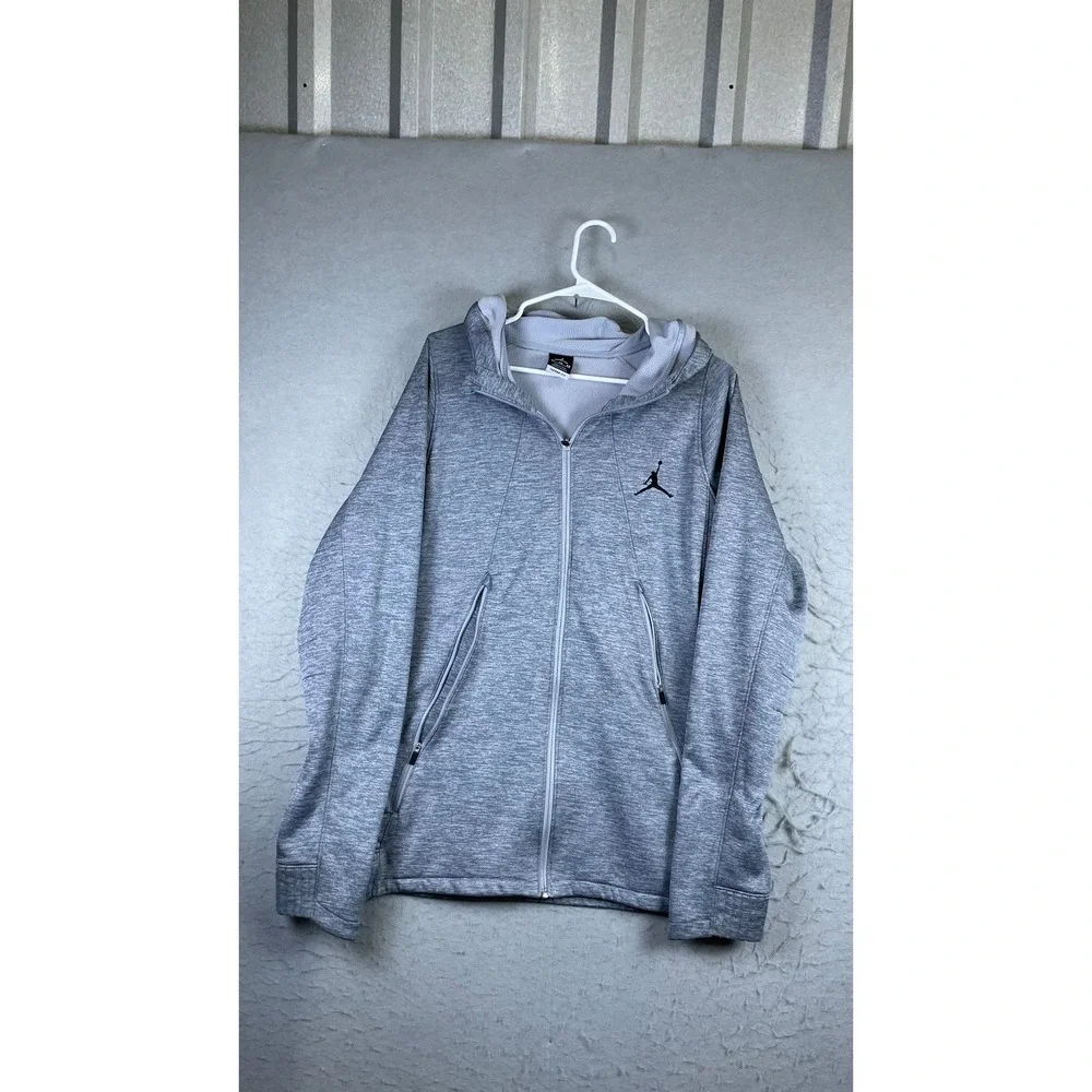 Jordan Full Zip Hoodie Mens XL Grey Excellent Therma-FIT Jumpman Activewear